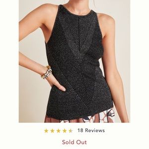 NWT Anthropologie Gemma Ribbed Sparkle Shimmer Blacm Racerback Tank